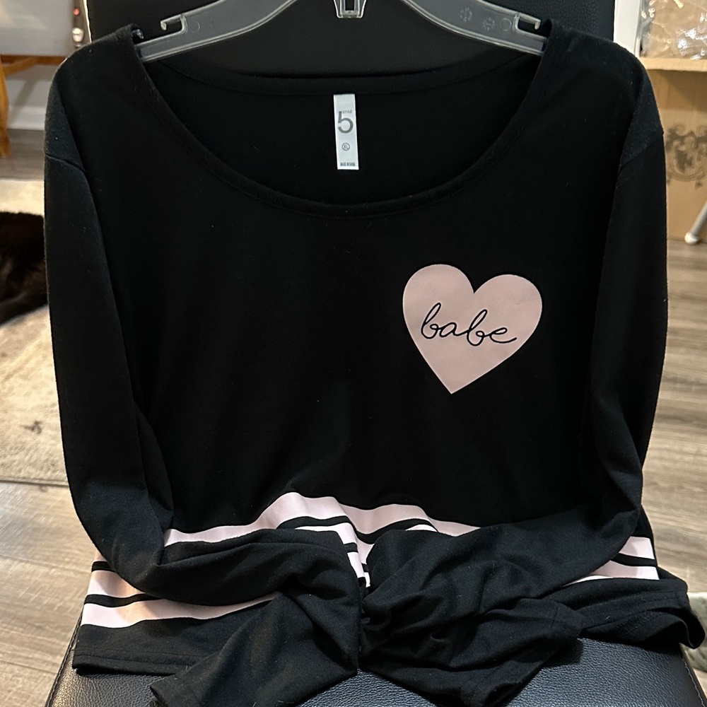 Black and Pink Heart Kids Top
